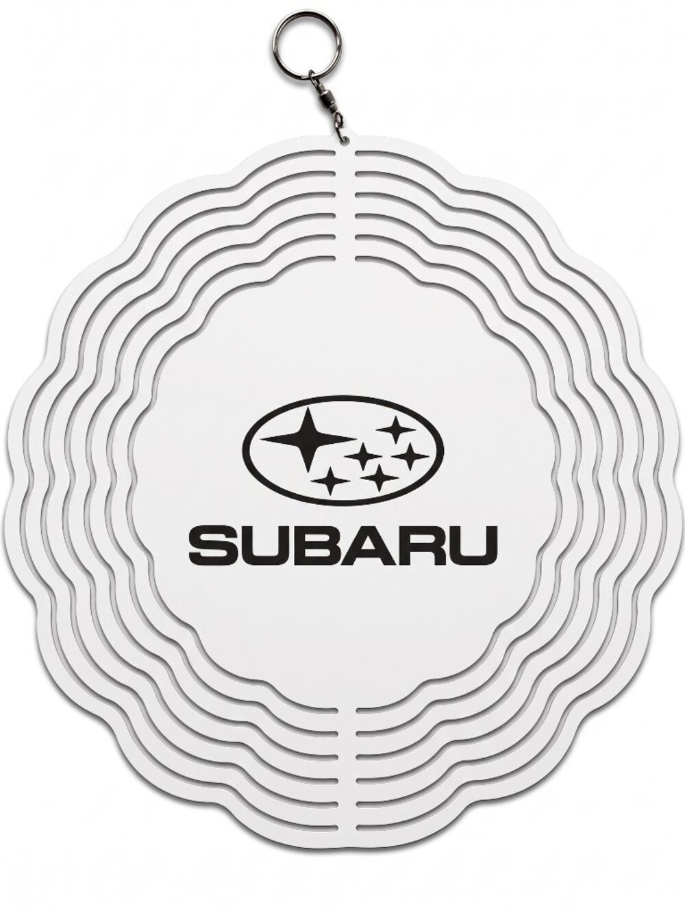 10" Subaru Logo Kinetic Wind Spinner - Brushed Silver Metal Yard Decor